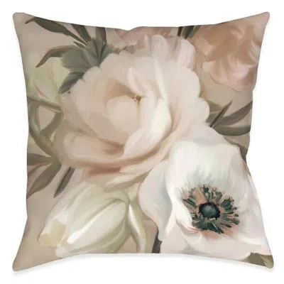 Laural Home Blush Peony Bouquet Polyester Throw Pillow In Beige