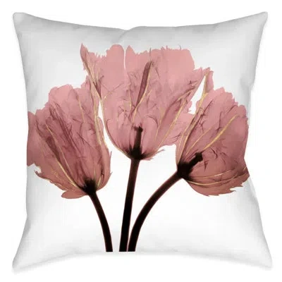 Laural Home Blush Pink Tulips X-ray Indoor Decorative Pillow In Multi