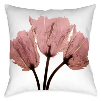 Laural Home Blush Pink Tulips X-ray Outdoor Decorative Pillow In Multi