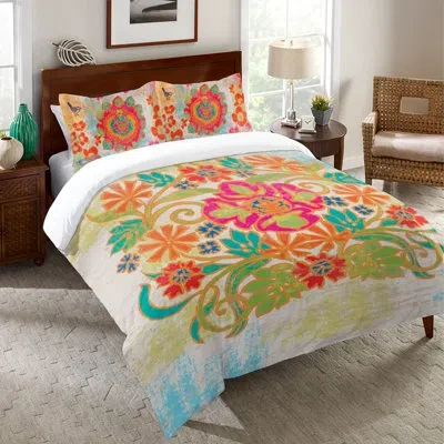 Laural Home Bohemian Duvet Cover In Orange,red,green