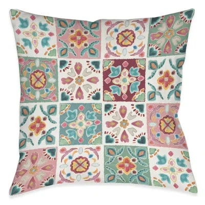 Laural Home Bohemian Pink Tiles Pillow Botlp In Multi