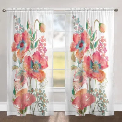 Laural Home Bohemian Poppies Single Curtain Panel