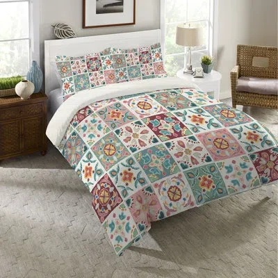 Laural Home Bohemian Tiles King Comforter In Multicolor