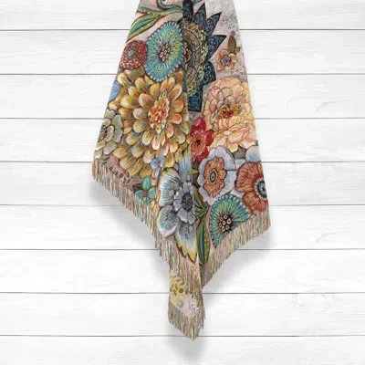 Laural Home Boho Bouquet 100% Cotton Throw In Blue;green;beige