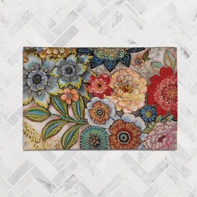 Laural Home Boho Bouquet Chenille Rug In Red;green