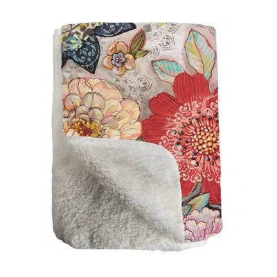 Laural Home Boho Bouquet Sherpa Throw In Red