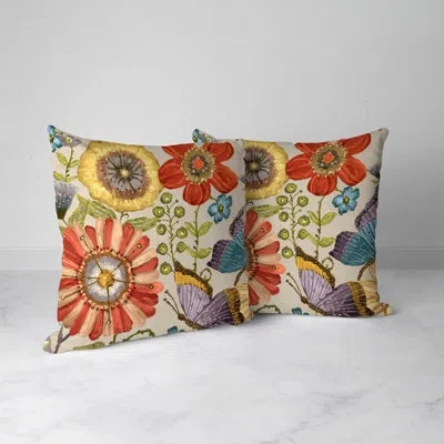 Laural Home Boho Butterfly Garden Indoor Decorative Pillow In Blue;green;red;yellow