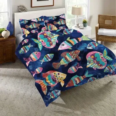 Laural Home Boho Reef Microfiber Duvet Cover In Blue;pink