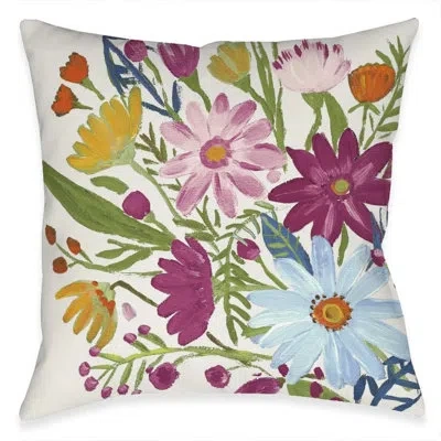 Laural Home Bright Blossoming Daisy Outdoor Decorative Pillow In Multi