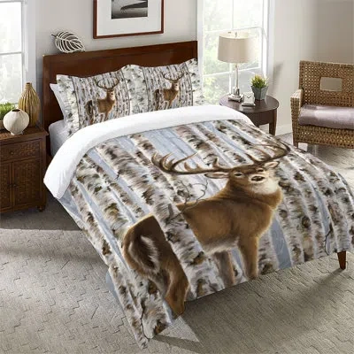 Laural Home Buck In Birches Single Comforter In Blue,brown