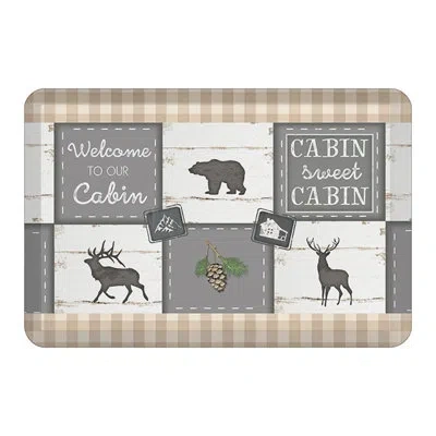 Laural Home Cabin Living Kitchen Mat In Light Gray