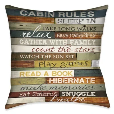 Laural Home Cabin Rules Cabin Rules Outdoor Throw Pillow In Multi