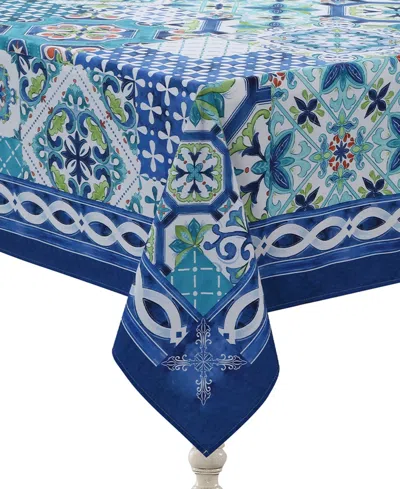 Laural Home Callisto Tiles Tablecloth, 70" X 84" In Blue