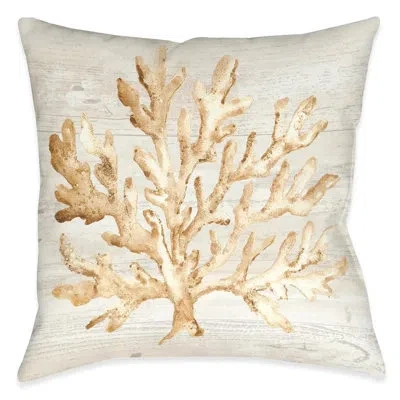 Laural Home Calm Shores Coral Polyester Throw Pillow In Beige