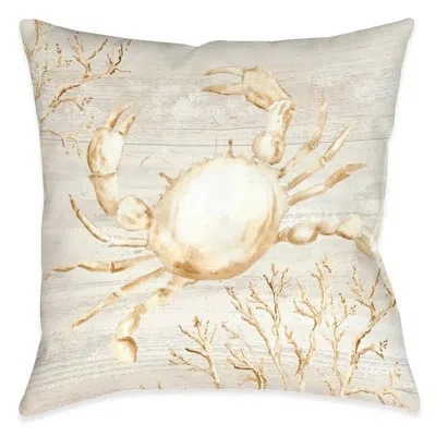 Laural Home Calm Shores Crab Polyester Throw Pillow In Beige