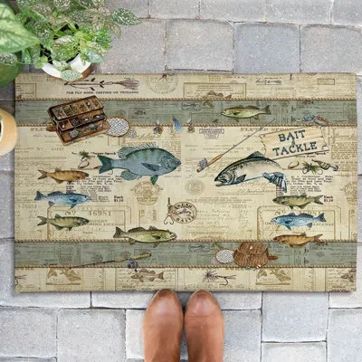 Laural Home Catch Of The Day Outdoor Doormat In Blue;green;beige