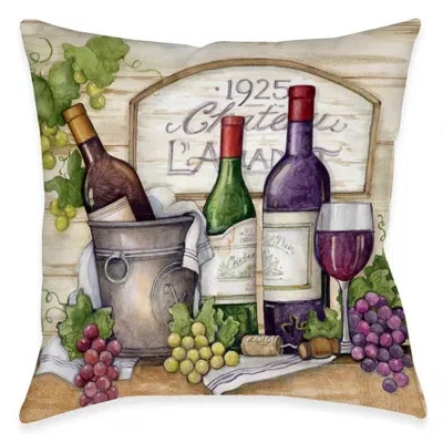Laural Home Chateau Wine Getaway Outdoor Decorative Pillow In Multi
