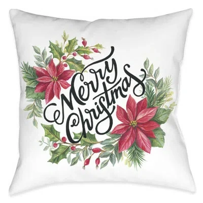 Laural Home Christmas Poinsettias Indoor Pillow In Multi
