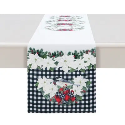 Laural Home Christmas Trimmings Table Runner In White