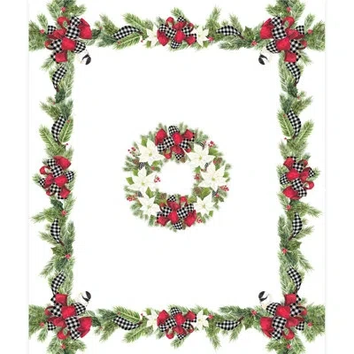 Laural Home Christmas Trimmings Tablecloth In White