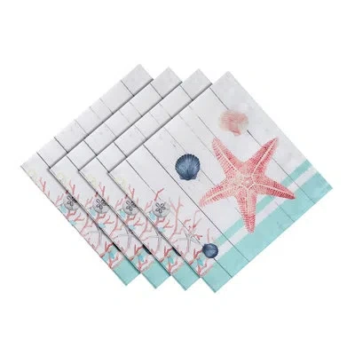 Laural Home Coastal Christmas 20" X 20" Napkin In Beige