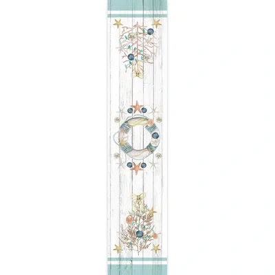 Laural Home Coastal Christmas Geometric Table Runner In White