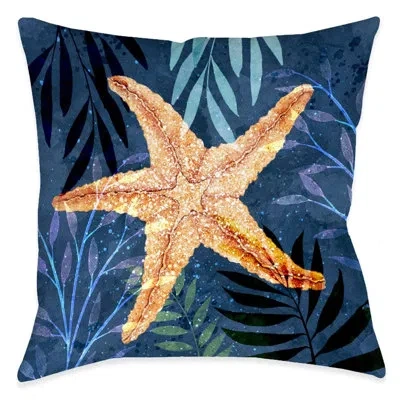Laural Home Coastal Friends Starfish Outdoor Decorative Pillow In Multi