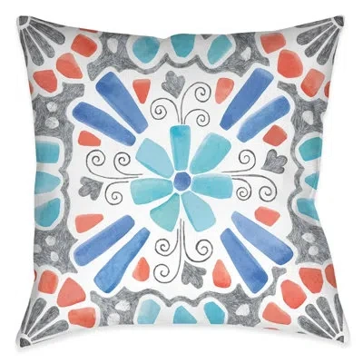 Laural Home Coastal Mosaic Polyester Throw Pillow In Blue