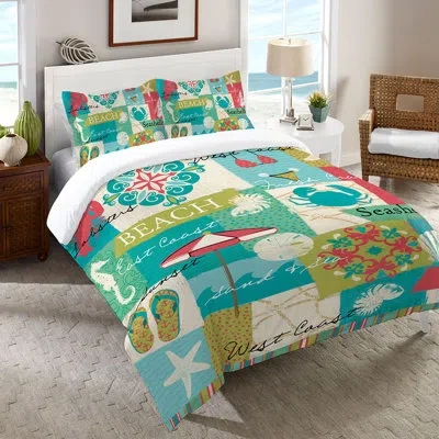 Laural Home Coastal Party Sham In Blue;green;pink