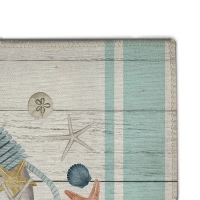 Laural Home Coastal Reef Outdoor Door Mat In Blue;beige