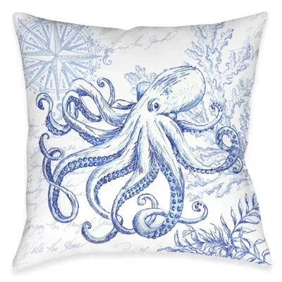 Laural Home Coastal Sketch Octopus Indoor Decorative Pillow In Multi