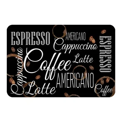 Laural Home Coffee Shop Synthetic Water Resistant Anti-fatigue Non-skid Kitchen Mat In Black