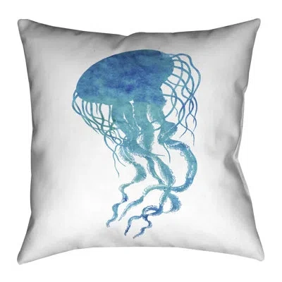 Laural Home Colgate Watercolor Jellyfish Outdoor Throw Pillow In Multi