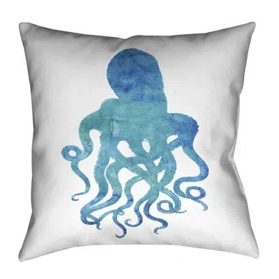 Laural Home Colgate Watercolor Octopus Outdoor Throw Pillow In Multi