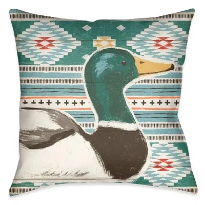 Laural Home Colorful Duck Polyester Throw Pillow In Green
