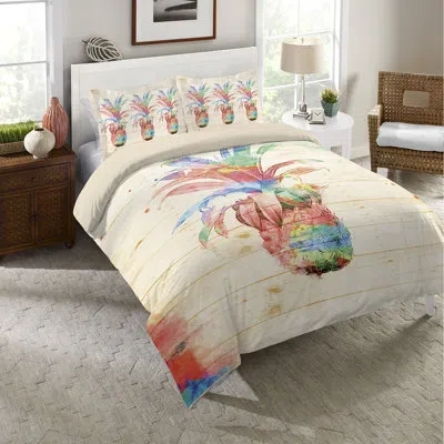 Laural Home Colorful Pineapple Single Duvet Cover In Blue,red,beige