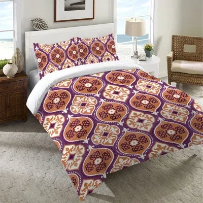 Laural Home Cool Mood Raspberry Microfiber Duvet Cover In Brown;purple;ivory