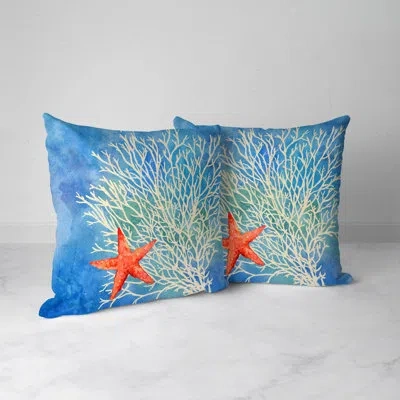 Laural Home Coral Starfish Splash Indoor Decorative Pillow In Blue;orange