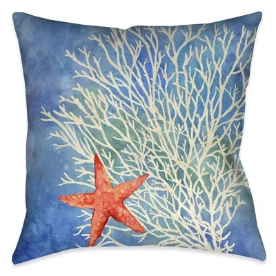 Laural Home Coral Starfish Splash Indoor Decorative Pillow In Multi