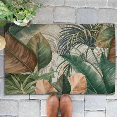 Laural Home Costa Palm Non-slip Indoor Outdoor Door Mat In Brown;green