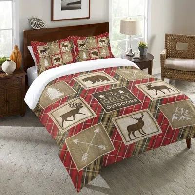 Laural Home Country Cabin Ii Country Cabin Ii Duvet Cover In Brown;red