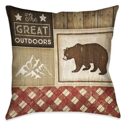 Laural Home Country Cabin Iii Rustic Square Outdoor Throw Pillow In Multi