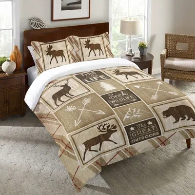 Laural Home Country Cabin Microfiber Duvet Cover In Brown;ivory