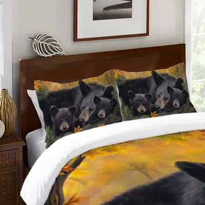 Laural Home Cozy Bears Polyester Envelope Sham In Black;green;yellow