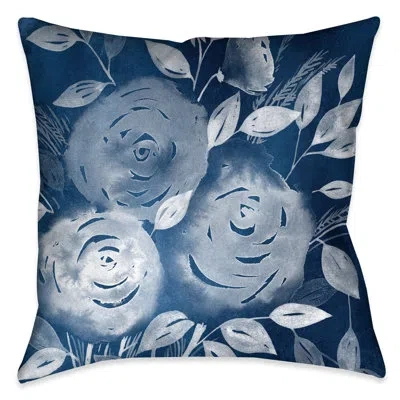 Laural Home Cyanotype Roses Decorative Throw Pillow In Multi