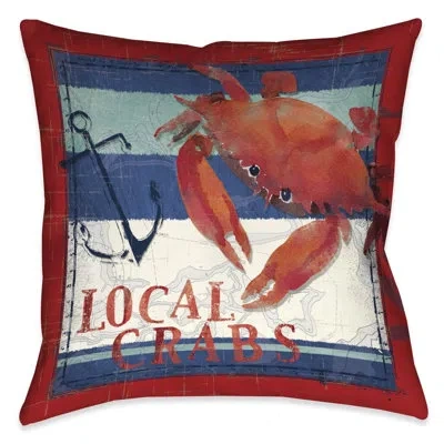Laural Home Deep Sea Crab Deep Sea Crab Indoor/outdoor Throw Pillow In Multi