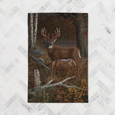 Laural Home Deer At Dusk Chenille Accent Rug In Black,brown
