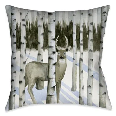 Laural Home Deer In Snowfall Throw Pillow In Multi