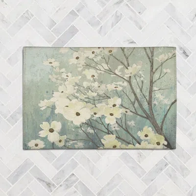 Laural Home Dogwood Blossoms Chenille Rug In Blue,ivory