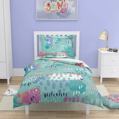 Laural Home Donella Comforter In Blue,orange,pink